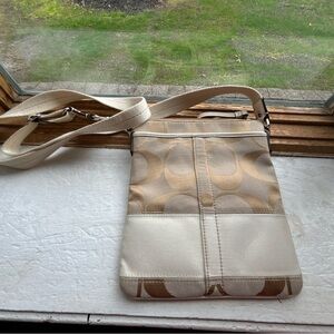 Coach Tan and Cream Crossbody Bag with Minimalist Design